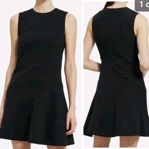 THEORY Women's Black Diagonal Drape Ponte Dress Size 4